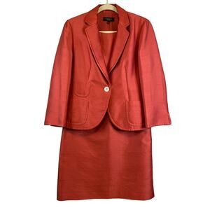 Talbots Red Silk & Wool Dress & Jacket Suit 2 Pcs Sheath Dress Sz 4/6 Lined EUC